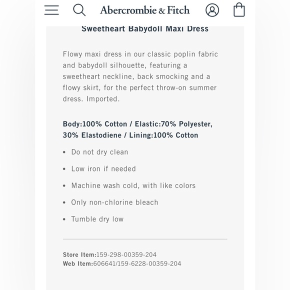 Abercrombie & Fitch Poplin Babydoll Maxi Dress - Picture 7 of 7